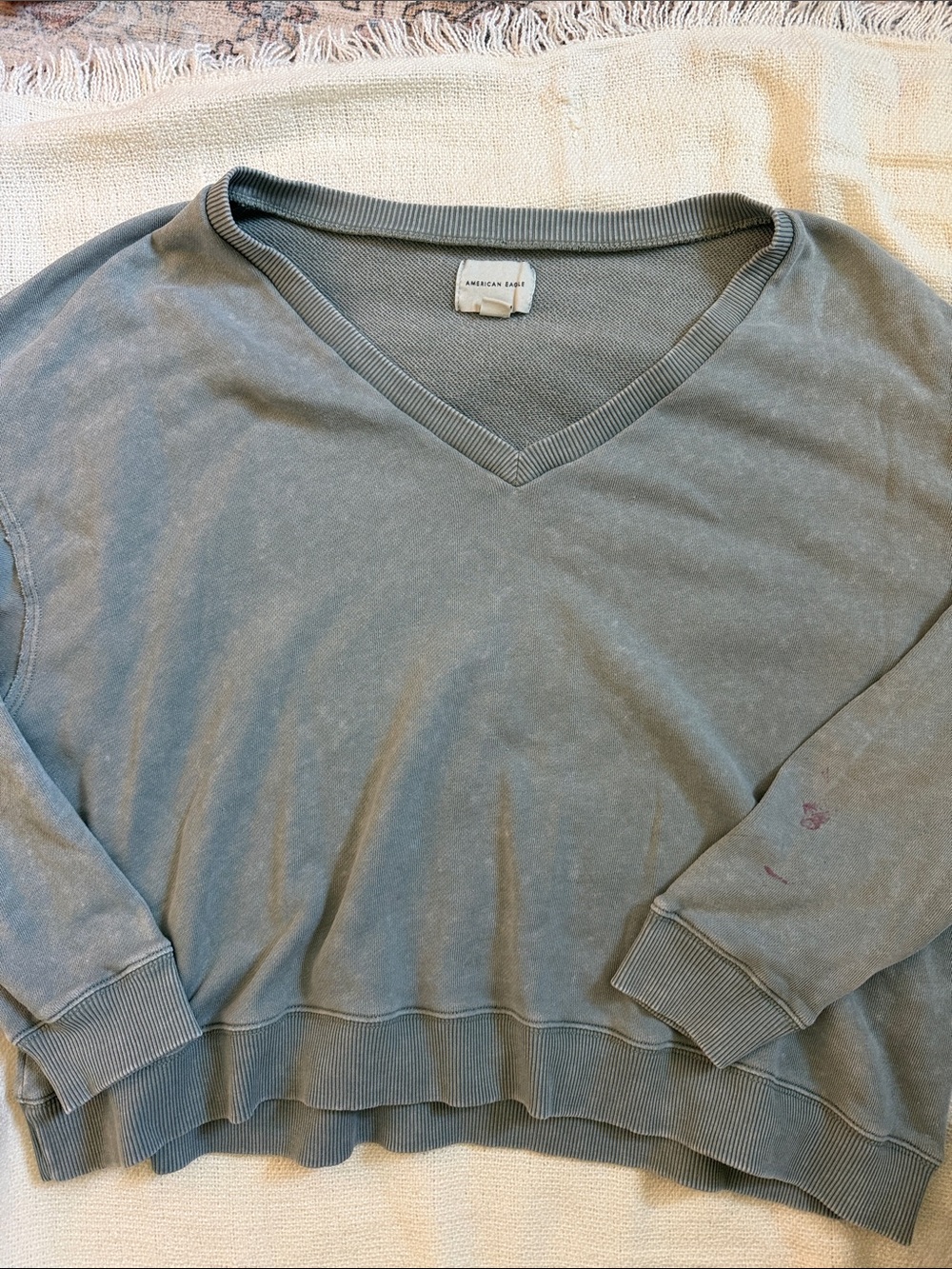 American Eagle Outfitters Men’s V-Neck Sweater - Faded Blue-Green